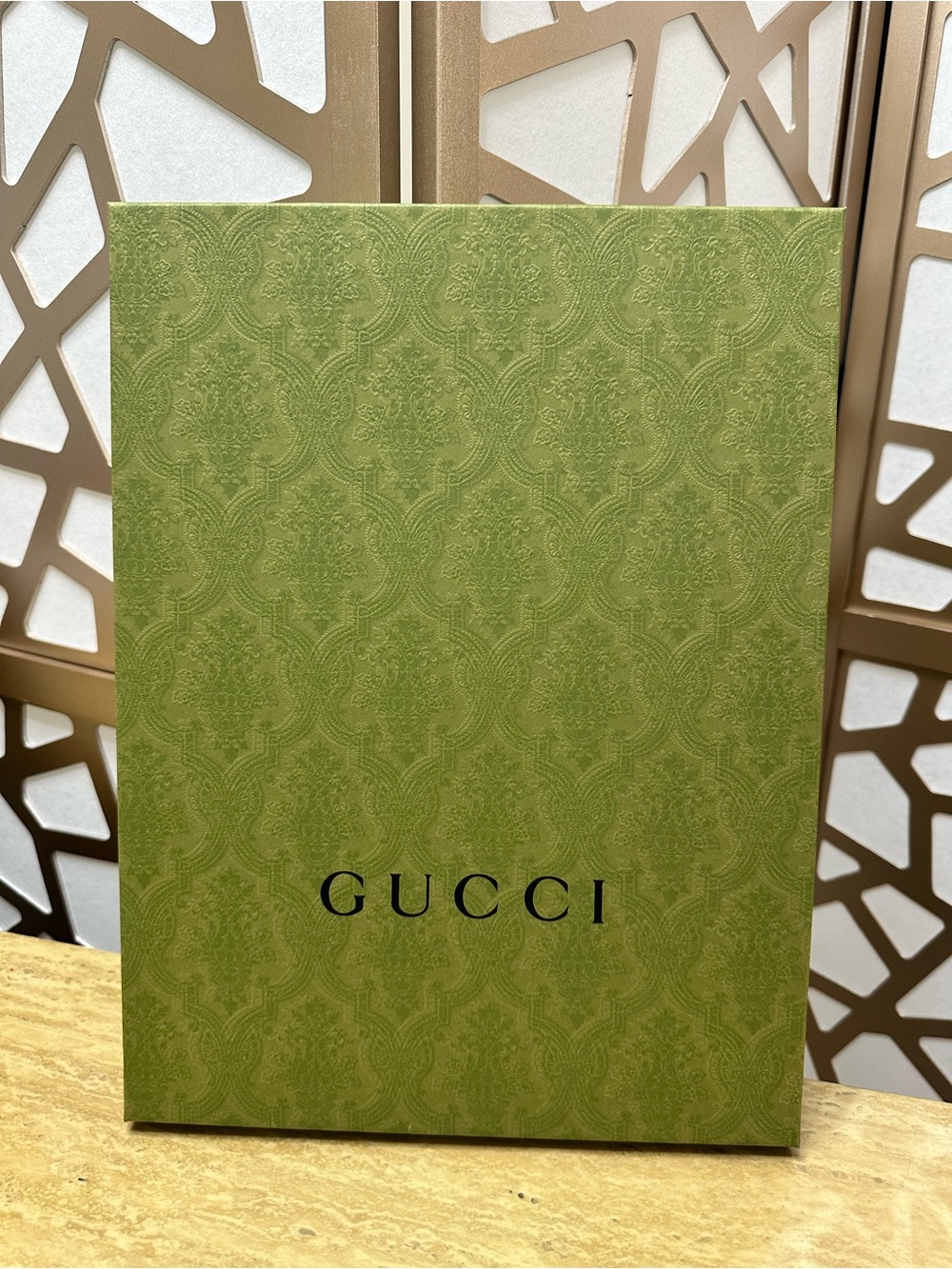 Gucci Olive Green Embossed Pattern Gift Box